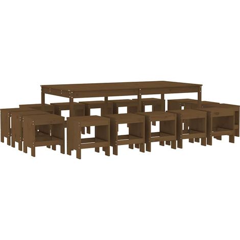 Maison Exclusive - Set de comedor de jardín 17 pzas madera maciza (1/5)