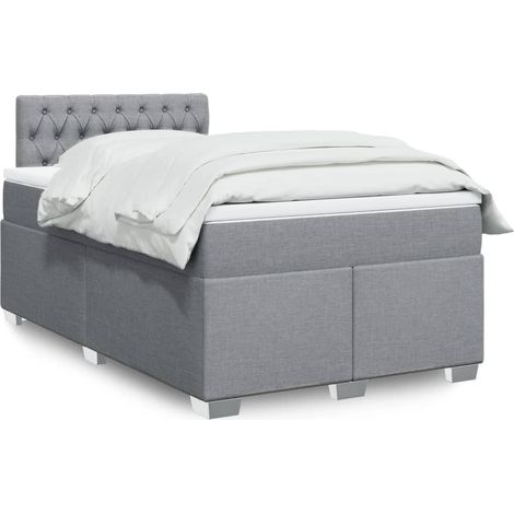 Cama box spring con colchón tela gris claro 120x190 cm (1/5)