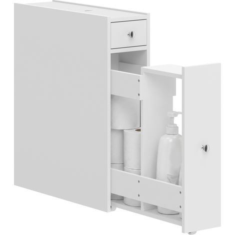 Meuble de toilette étroit 16 cm : 2 tiroirs coulissants, le long des WC, espace gagné. prix avantageux, livraison rapide (1/5)
