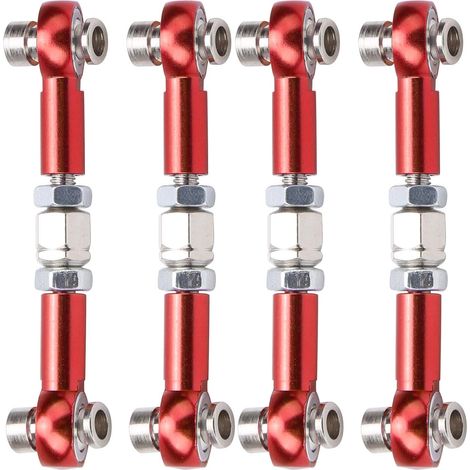 Barre de direction, 4 pièces, bras de tige métallique en alliage d'aluminium, pièces de mise à niveau RC, convient pour voiture HSP 94122 1/10 (rouge) (1/5)
