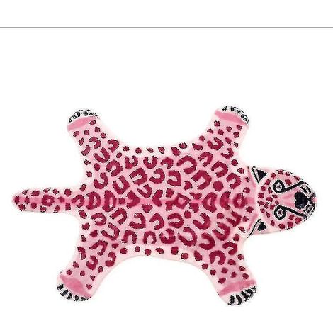 Tapis de bain rose imitation léopard, antidérapant, lavable, à motif animalier (1/5)