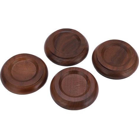 JIMUUYHV Lot de 4 dessous de plat à roulettes en noyer noir, protecteu (1/5)