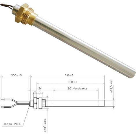 Resistenza Candeletta Stufa a pellet 3/8 350W 190mm 180mm battuta