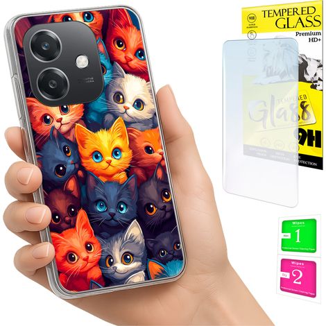 Funda para Oppo A40 / A40m / A60 5G con foto, cubierta trasera con diseño de gatos y cristal. (1/5)