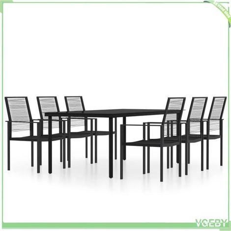 Ensemble à manger de jardin - FAFEICY - 3099201 - Noir - Table 200x100x74 cm - Rotin PVC étanche, structure acier (1/5)