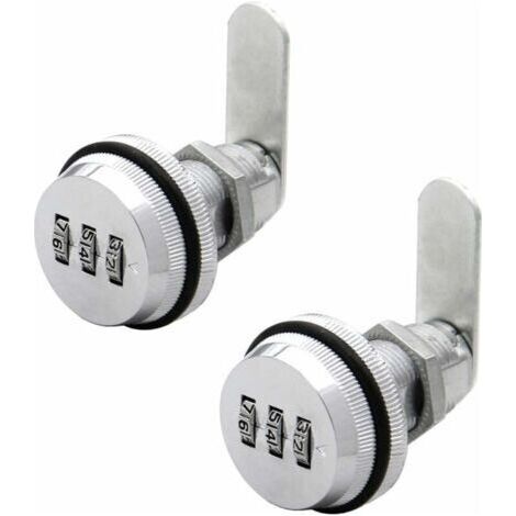 BUNTHAUS Lot de 2 PCS 3 Code à Chiffres Combinaison Serrure à Came Serrure Armoire 1930mm Serrure à Code pour Casier Garde-robe Classement de porte Cabinet Boites Aux Lettres Tiroir Placard(Argent), E