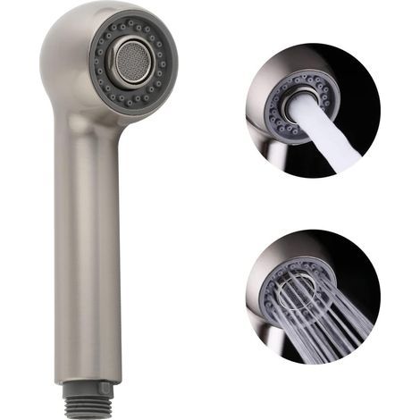 Pull-out faucet spray head, 2-function kitchen sink spray head replacement, G1/2 inch connector, non-universal, brushed (1/5)