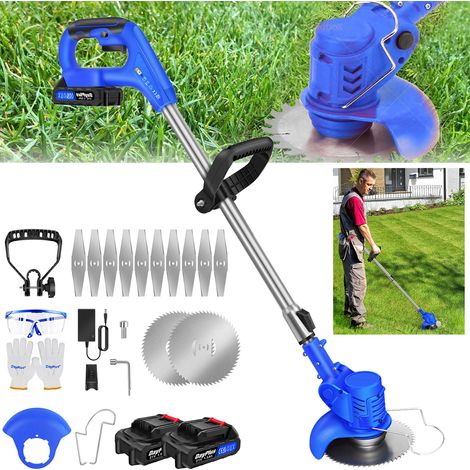 Cordless Strimmer Grass Weed Trimmer Cutter Garden Edger Electric 2PCS Li-Ion Battery (1/5)