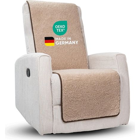 Housse de fauteuil relax Novaliv marron clair - housse de fauteuil universelle sans accoudoirs - housse de fauteuil de protection en laine vierge -