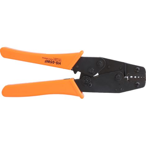 Pince à sertir à cliquet, manche orange, outil manuel de sertissage câble 0,5-6mm² (20-10 AWG), pour connecteurs électriques. (1/3)