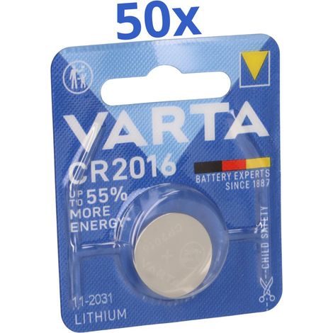 VARTA CR2016 Lithium-Knopfzelle 3V 50 Stück 1er Blister (1/5)