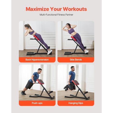Banc Lombaire Réglable, Banc d'Hyperextension Capacité de 136 kg, Chaise Romaine Multifonction, Équipement d'Exercice pour Fessiers… (1/5)
