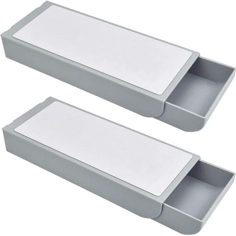 Tiroir Sous Bureau Auto-Adhésif - 22,3 x 9 x 3,5 cm - Gris - Pour Bureau Table de Travail - Lot de 2 (1/5)