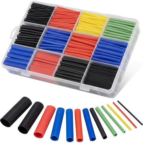 800 Stück wasserdichte Schrumpfschläuche, sortiert in Schwarz, Blau, Rot, Gelb und Grün – 1 bis 13 mm – für elektrische Leitungen und Isolierkabel (1/5)
