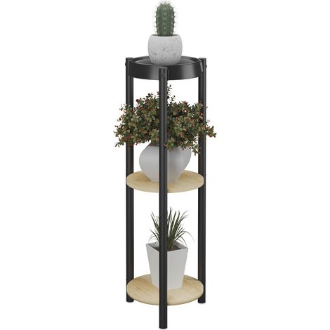 Soporte redondo de metal para plantas de 3 niveles para uso en interiores