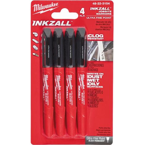 Milwaukee 48223154 Marcador de punta fina Inkzall - Negro (4 piezas) (1/2)