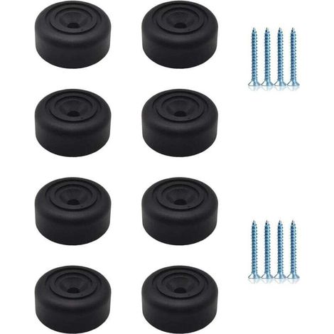 Pieds de meubles noirs, ensemble de 8 pièces, pieds de meubles ronds, 33 mm de diamètre x 13 mm de hauteur, pieds de meubles en plastique, pieds de canapé avec 8 vis, conviennent aux armoires, canapés (1/4)