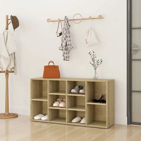 Zapatero contrachapada color roble 103x30x55 cm