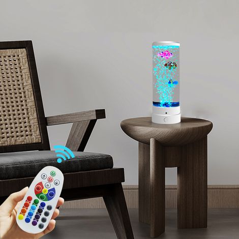 Lampe LED Poisson Bulle Multicolore Grande Taille, Veilleuse USB d'Ambiance pour Chambre à Coucher avec Télécommande, Décoration Lumineuse Design Original (Blanc)-lsw