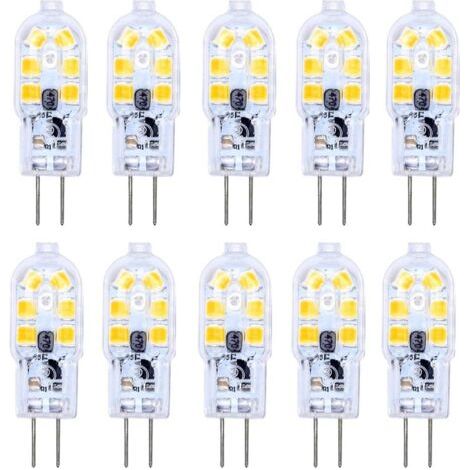 10 bombillas LED G4 de 2 W, 12 LED SMD 2835, luz blanca cálida de 6000 K, 200 lúmenes, equivalente a una bombilla halógena de 20 W, alimentación de 12 V CA/CC. (1/4)