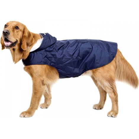 3XL-Bleu Imperméable Chien pour Grand Moyen Chiens avec Bandes Réfléchissantes Vêtement Chien Poncho Chein à Capuchon Respirante Réglable Manteau Chien Veste De Pluie (1/5)