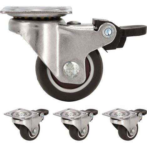 4 Stück geräuscharme, universelle Lenkrollen aus TPR-Kunststoff mit 360°-Drehung, Ersatz für Stühle und Möbel, 38-mm-Lenkrolle mit Bremse (1/5)