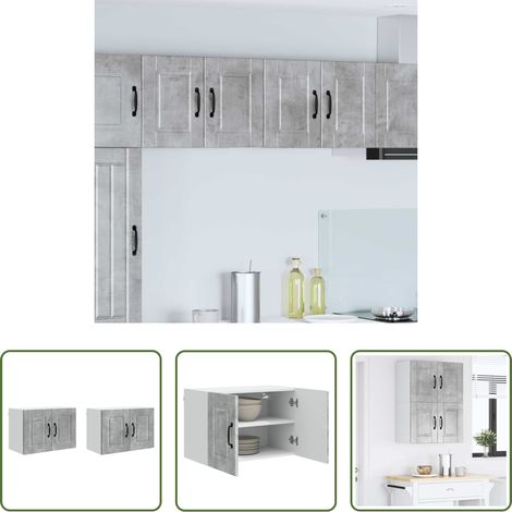 vidaXL Beton Grau - Küchenschrank 2 pcs Beton Grau 60 x 31 x 40 cm Holzwerkstoff (1/5)