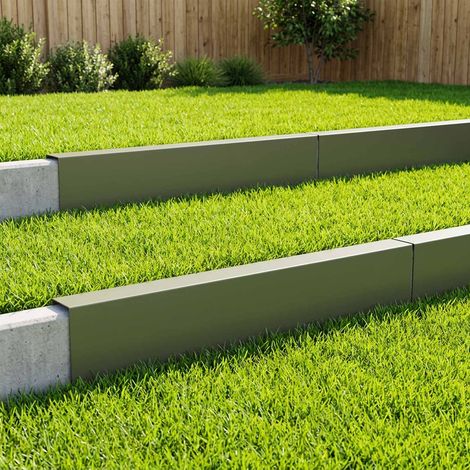 vidaXL Profilé de recouvrement de jardin 10 pc 100 x 6 x 15 cm Acier (1/5)