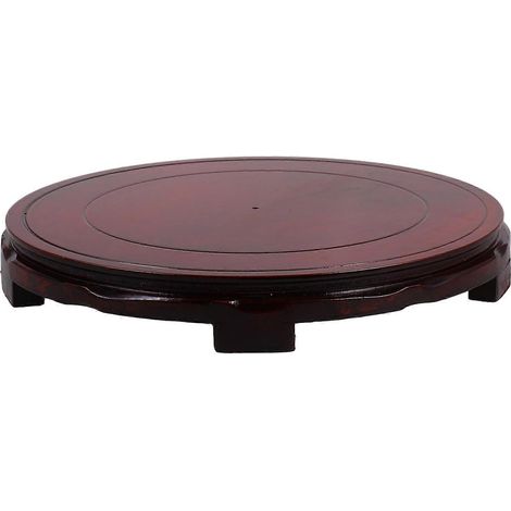 Présentoir chinois circulaire en bois pour vase, théière, antiquités et objets de collection. Support artisanal oriental pour vase, bocal ou aquarium. (1/5)