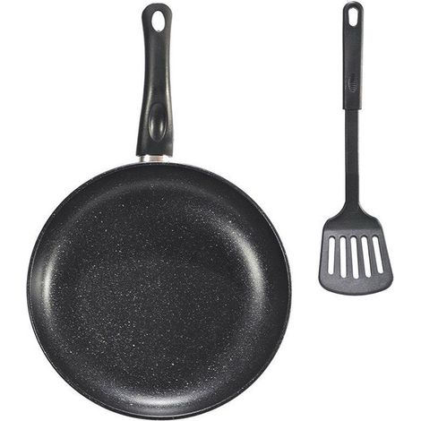 Trade Shop - Set 2pz Pan De No Stick De 2pz ⌀28cm Con Pala De Espátula Perforada Handle Handle Pfoa Gratis - (1/4)