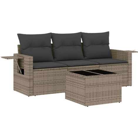 Maison Exclusive - 4-tlg. Garten-Sofagarnitur mit Kissen Grau Pol