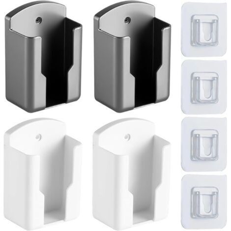 Lot de 4 Boîtes de Rangement Télécommande Autocollantes - Supports Muraux Plastique 2 Couleurs (1/5)