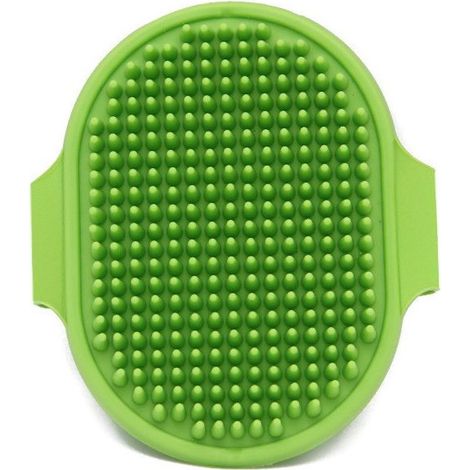 Set di 2 accessori per la toelettatura del cane: shampoo per animali, spazzola da bagno, massaggiatore lenitivo, pettine in gomma con manico ad anello regolabile (verde) (1/5)