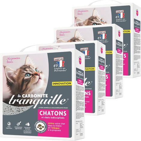 Litière pour Chaton Ultra-agglomérante et Super absorbante La Carbonite Chatons - 4,5 litres - Lot de 4
