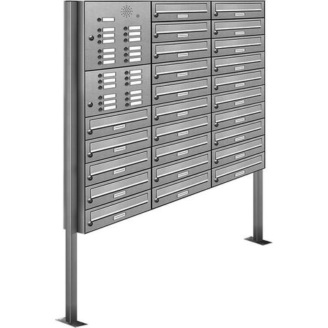 25er V2A Edelstahl Briefkasten Standanlage Freistehend mit Klingel (1/5)