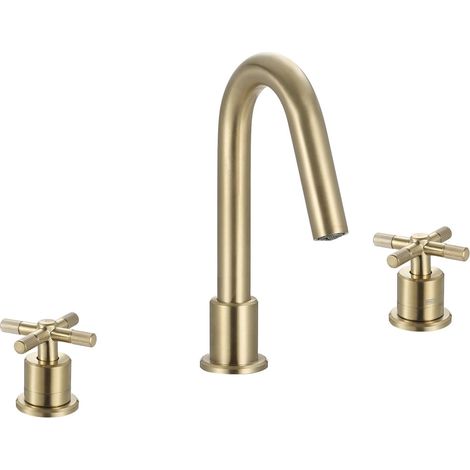 Bristan Cruzar 3-Hole Basin Mixer Tap Deck Mounted - Brushed Brass
