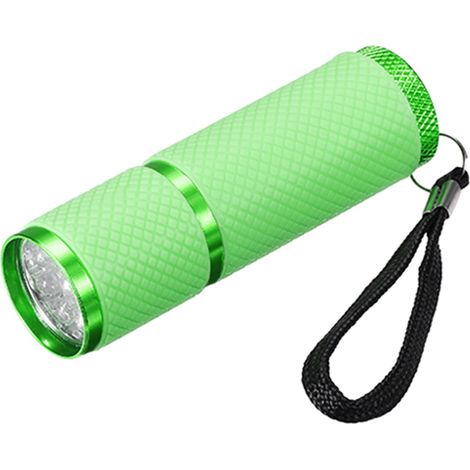 Lampe Poche LED 9 Lumière,Mini Lampe Torche Aluminium avec Revêtement Caoutchouc et Sangle pour Camping,Randonnée,Fête - Vert (1/5)