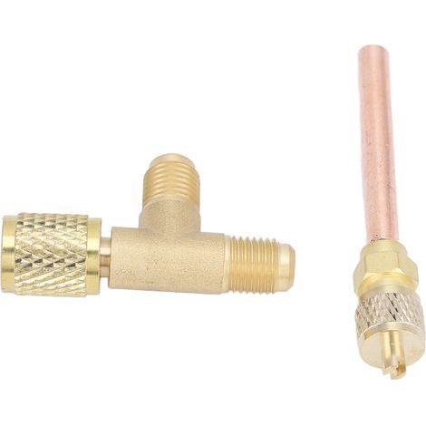 1/4-Zoll-SAE-T-Stück-Adapter mit integriertem Ventileinsatz, Schnellanschluss und doppelter Abdichtung für Vakuummeter der R22-, R12- und R134-Räucherungen (1/5)