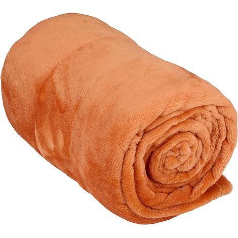 Couverture Polaire 150 x 200 CM - Plaid Polaire - Couverture Lit - Parfait Aussi comme Décoration d'Intérieur - Plaid Canape pour 1 Personne - Orange Terre Cuite - Polaire/Polyester (1/5)