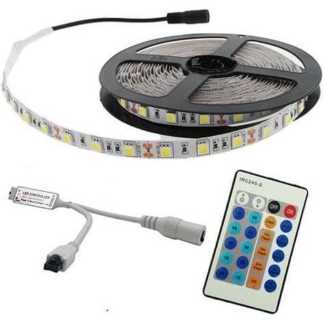 Ecleanfy - Bande LED 10 m avec télécommande, lumière blanc chaud - IP65, en vrac (1/2)