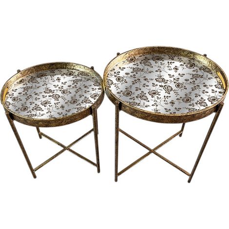 45/53cm Oval Marble Effect Side Tables Tables (Set of 2) - L45 x W36 x H53 cm