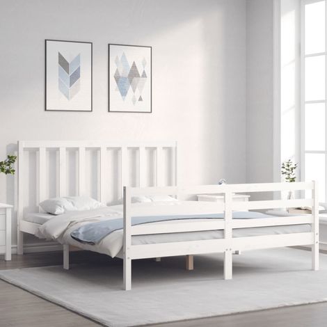 Bed Frame without Mattress White 160x200 cm Solid Wood Pine vidaXL (1/5)