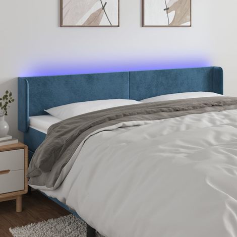 Cabecero con LED de terciopelo azul oscuro 183x16x78/88 cm vidaXL (1/5)