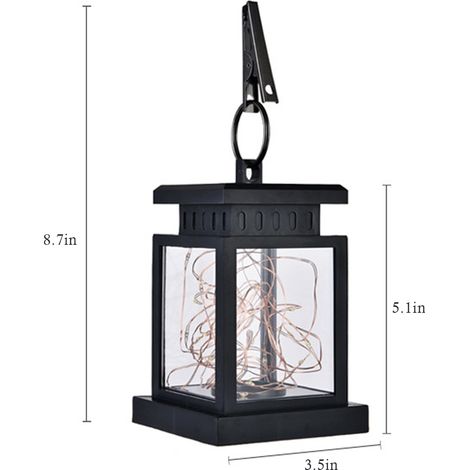 Lanterne solaire d'extérieur, lampe de table solaire LED, lanterne suspendue avec pince pour la décoration de jardin, terrasse et aménagement paysager (1/5)