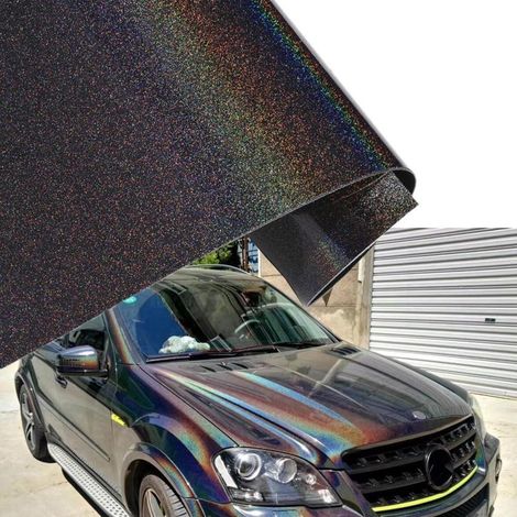 Autofolie Grau mit Regenbogen-Effekt, selbstklebend, wasserfest, 30x152 cm (1/5)