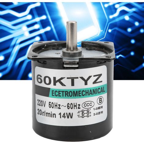 Moteur synchrone à courant alternatif XD60KTYZ+ avec support, 14 W, à aimant permanent, à faible vitesse, bidirectionnel, à couple élevé et arbre excentrique, 20 tr/min, 220 V CA. (1/5)