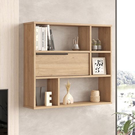 Mensola Roiate, 5 Ripiani, Sfumatura Colore Struttura Rovere, 90x22x81h cm Marrone Rovere (1/4)