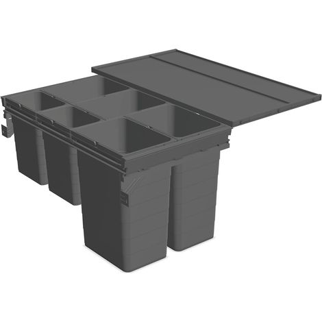 Ninka Mülltrennsystem Set eins2fünf - Einbaumülleimer 6 Fächer für KB 900/NL 500, grau