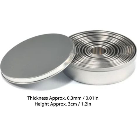 Moule à gâteau rond en acier inoxydable 304, 12 pièces, bord roulé, pour fondant, toasts et biscuits. Outils de pâtisserie. (1/5)