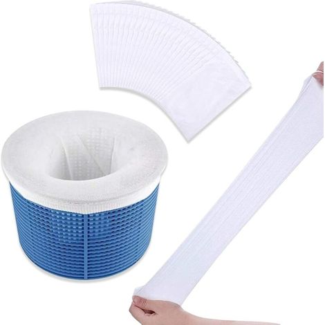 20-Pack White Pool Skimmer Filters for Home Pools and Ponds - Removes Leaves, Pollen, Scum, and Dust - Fine Filtration (1/4)
